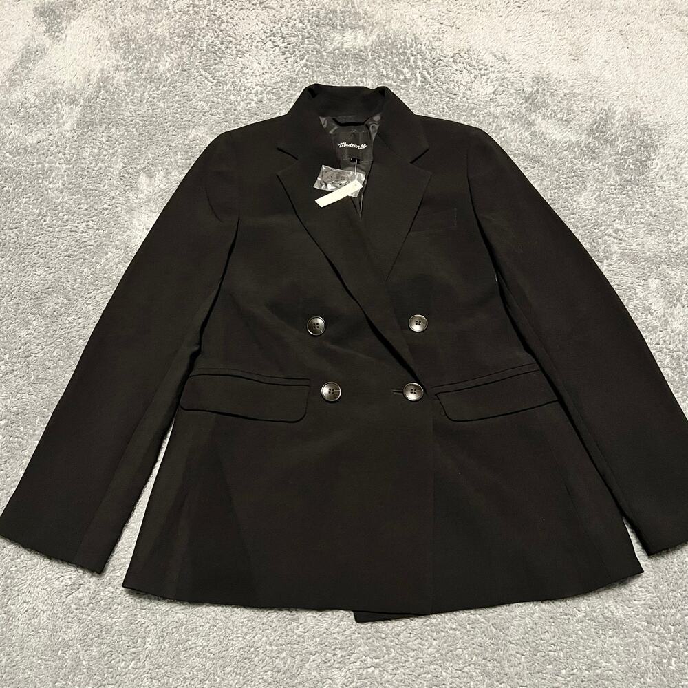 Madewell Rosedale Blazer Womens 00 XS Black Double Breast NM508